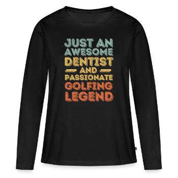Zahnarzt Golfen retro - Frauen Premium Bio Langarmshirt - Schwarz - Vorne - Julia (174cm)
