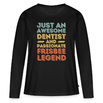Dentist Frisbee retro - Women's Premium Organic Long Sleeve Shirt - black - Front - Julia (174cm)