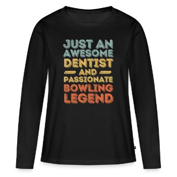 Dentiste bowling rétro - T-shirt manches longues Premium bio Femme - noir - Devant - Julia (174cm)