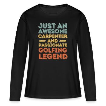Zimmermann Golfen retro - Frauen Premium Bio Langarmshirt - Schwarz - Vorne - Julia (174cm)