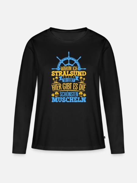Schöne Muscheln - Warum ich Stralsund so liebe - Frauen Premium Bio Langarmshirt - Schwarz