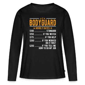 Salaire horaire de garde du corps - T-shirt manches longues Premium bio Femme - noir - Devant - Julia (174cm)
