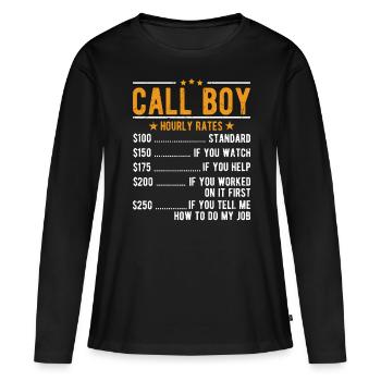 Call Boy salaire horaire - T-shirt manches longues Premium bio Femme - noir - Devant - Julia (174cm)