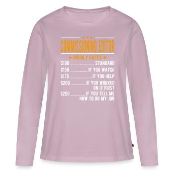 Rédacteur Salaire horaire - T-shirt manches longues Premium bio Femme - rose poudré - Devant - Julia (174cm)