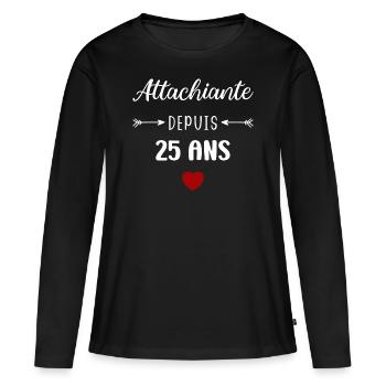 Attachiante depuis 125 ans - T-shirt manches longues Premium bio Femme - noir - Devant - Julia (174cm)