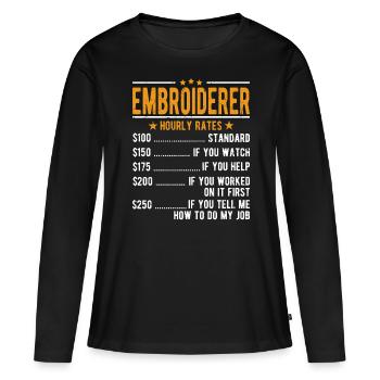 Sticker Stundenlohn - Frauen Premium Bio Langarmshirt - Schwarz - Vorne - Julia (174cm)