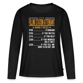 Begleiter Der Füllstation Stundenlohn - Frauen Premium Bio Langarmshirt - Schwarz - Vorne - Julia (174cm)
