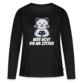 Nerv Nicht Bin Am Zocken - Frauen Premium Bio Langarmshirt - Schwarz - Vorne - Julia (174cm)