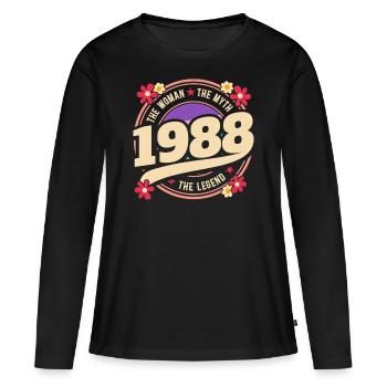 Femme 1988 La Légende 35 Ans Anniversaire - T-shirt manches longues Premium bio Femme - noir - Devant - Julia (174cm)