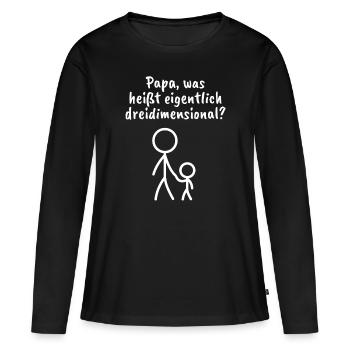 Strichmännchen - Spruch - Dimension - Ironie - Frauen Premium Bio Langarmshirt - Schwarz - Vorne - Julia (174cm)