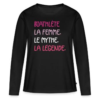 La femme le mythe la légende Biathlète - T-shirt manches longues Premium bio Femme - noir - Devant - Julia (174cm)