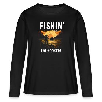 Pêcheur pêcheur pêcheur - T-shirt manches longues Premium bio Femme - noir - Devant - Julia (174cm)