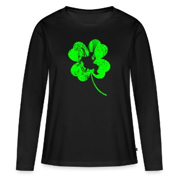 Trèfle paramoteur de la Saint-Patrick - T-shirt manches longues Premium bio Femme - noir - Devant - Julia (174cm)