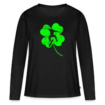 Patineur trèfle de la Saint-Patrick - T-shirt manches longues Premium bio Femme - noir - Devant - Julia (174cm)