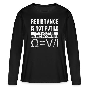 Widerstand ist nicht zwecklos - Volt geteilter Strom - Frauen Premium Bio Langarmshirt - Schwarz - Vorne - Julia (174cm)