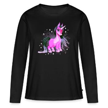 Licorne avec astérisque Viva Magenta - T-shirt manches longues Premium bio Femme - noir - Devant - Julia (174cm)