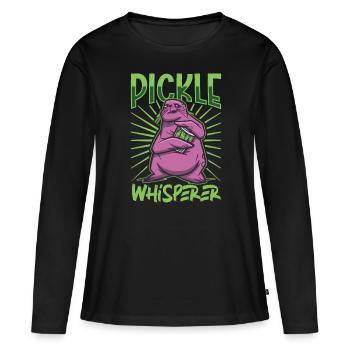 Chuchoteur de concombre - Concombre - T-shirt manches longues Premium bio Femme - noir - Devant - Julia (174cm)