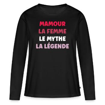 Mamour la femme le mythe - T-shirt manches longues Premium bio Femme - noir - Devant - Julia (174cm)