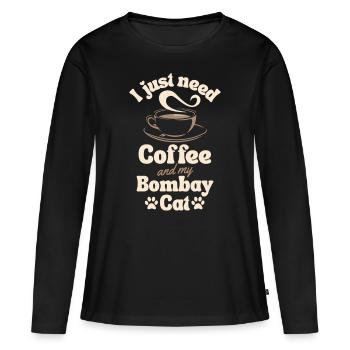 Amateur de café Bombay-chat - T-shirt manches longues Premium bio Femme - noir - Devant - Julia (174cm)