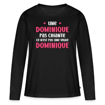 Dominique - T-shirt manches longues Premium bio Femme - noir - Devant - Julia (174cm)