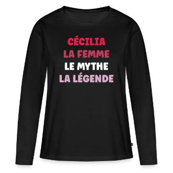 Cécilia la femme le mythe la légende - T-shirt manches longues Premium bio Femme - noir - Devant - Julia (174cm)