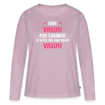 Une valou pas chiante - T-shirt manches longues Premium bio Femme - rose poudré - Devant - Julia (174cm)