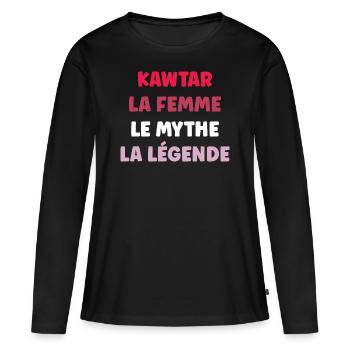 kawtar la femme le mythe la légende - T-shirt manches longues Premium bio Femme - noir - Devant - Julia (174cm)