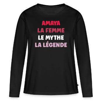 Amaya la femme le mythe la légende - T-shirt manches longues Premium bio Femme - noir - Devant - Julia (174cm)