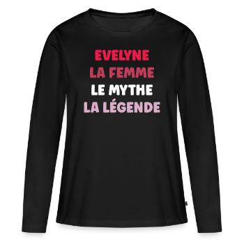 evelyne la femme le mythe la légende - T-shirt manches longues Premium bio Femme - noir - Devant - Julia (174cm)