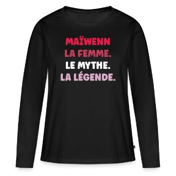 Maïwenn la femme le mythe la légende - T-shirt manches longues Premium bio Femme - noir - Devant - Julia (174cm)