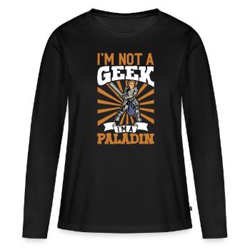 No Geek - D20 RPG Personnage - Paladin - T-shirt manches longues Premium bio Femme - noir - Devant - Julia (174cm)