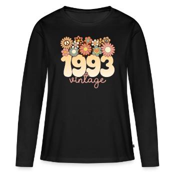 Retro Groovy 1993 Fête Anniversaire Femme 30 Ans - T-shirt manches longues Premium bio Femme - noir - Devant - Julia (174cm)