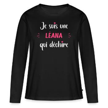 léana qui déchire - T-shirt manches longues Premium bio Femme - noir - Devant - Julia (174cm)