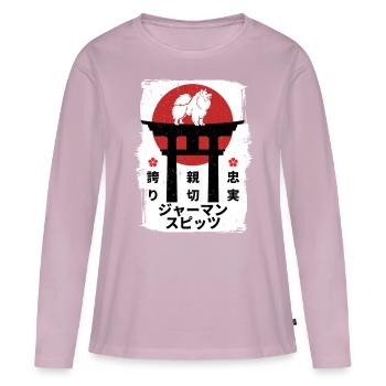 Deutsch-Spitzhund Japan Kanji - Frauen Premium Bio Langarmshirt - Altrosa - Vorne - Julia (174cm)