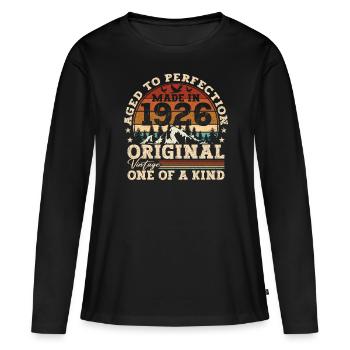 Légendaire depuis 1926 - T-shirt manches longues Premium bio Femme - noir - Devant - Julia (174cm)
