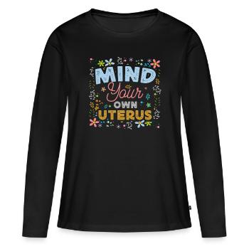 Utérus Flowers Autonomisation féministe - T-shirt manches longues Premium bio Femme - noir - Devant - Julia (174cm)