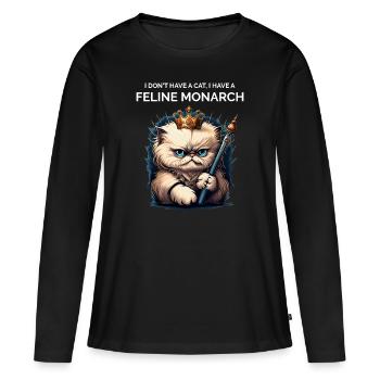 Dame aux chats - T-shirt manches longues Premium bio Femme - noir - Devant - Julia (174cm)