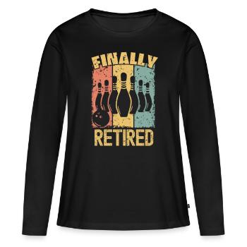 Bowling retraite rétro - T-shirt manches longues Premium bio Femme - noir - Devant - Julia (174cm)