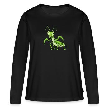 Mante religieuse Kawaii - T-shirt manches longues Premium bio Femme - noir - Devant - Julia (174cm)