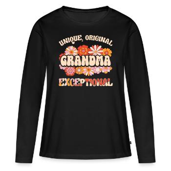 Grand-Mère Unique Originale Exceptionnelle Mamie - T-shirt manches longues Premium bio Femme - noir - Devant - Julia (174cm)