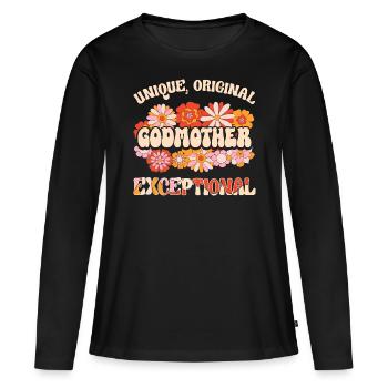 Marraine Unique Originale Exceptionnelle Marraine - T-shirt manches longues Premium bio Femme - noir - Devant - Julia (174cm)