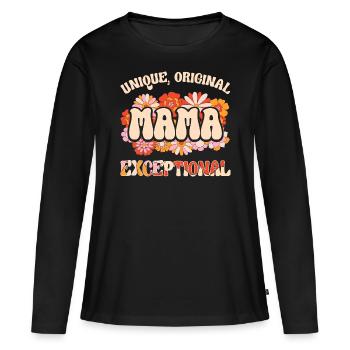 Mère Unique Originale Exceptionnelle Maman - T-shirt manches longues Premium bio Femme - noir - Devant - Julia (174cm)