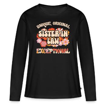 Soeur Unique Originale Exceptionnelle Belle Soeur - T-shirt manches longues Premium bio Femme - noir - Devant - Julia (174cm)
