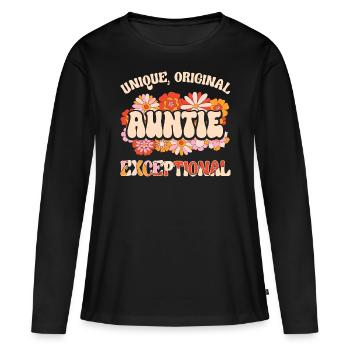 Tata Unique Original Herausragende Tante - Frauen Premium Bio Langarmshirt - Schwarz - Vorne - Julia (174cm)
