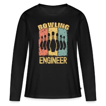 Ingénieur Bowling rétro - T-shirt manches longues Premium bio Femme - noir - Devant - Julia (174cm)