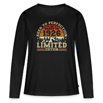 Légendaire depuis 1926 - T-shirt manches longues Premium bio Femme - noir - Devant - Julia (174cm)