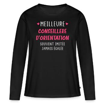 Meilleure conseillère d'orientation - T-shirt manches longues Premium bio Femme - noir - Devant - Julia (174cm)