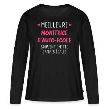Meilleure Monitrice auto ecole - T-shirt manches longues Premium bio Femme - noir - Devant - Julia (174cm)