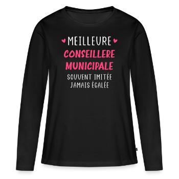 Meilleure conseillère municipale - T-shirt manches longues Premium bio Femme - noir - Devant - Julia (174cm)