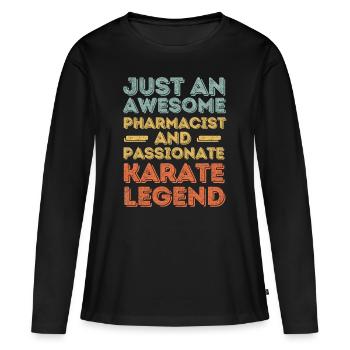 Pharmacien Karaté légende rétro - T-shirt manches longues Premium bio Femme - noir - Devant - Julia (174cm)